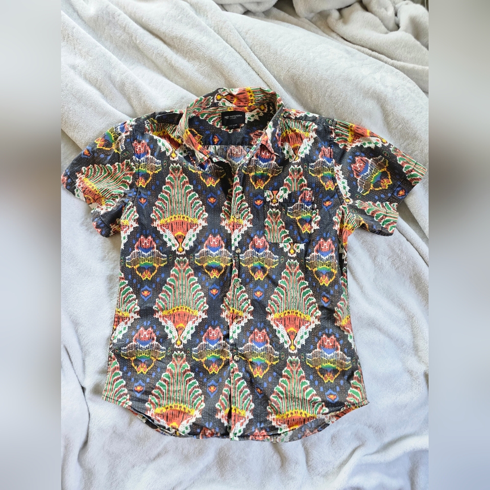 OBEY Men's Ikat Print Button Down Shirt